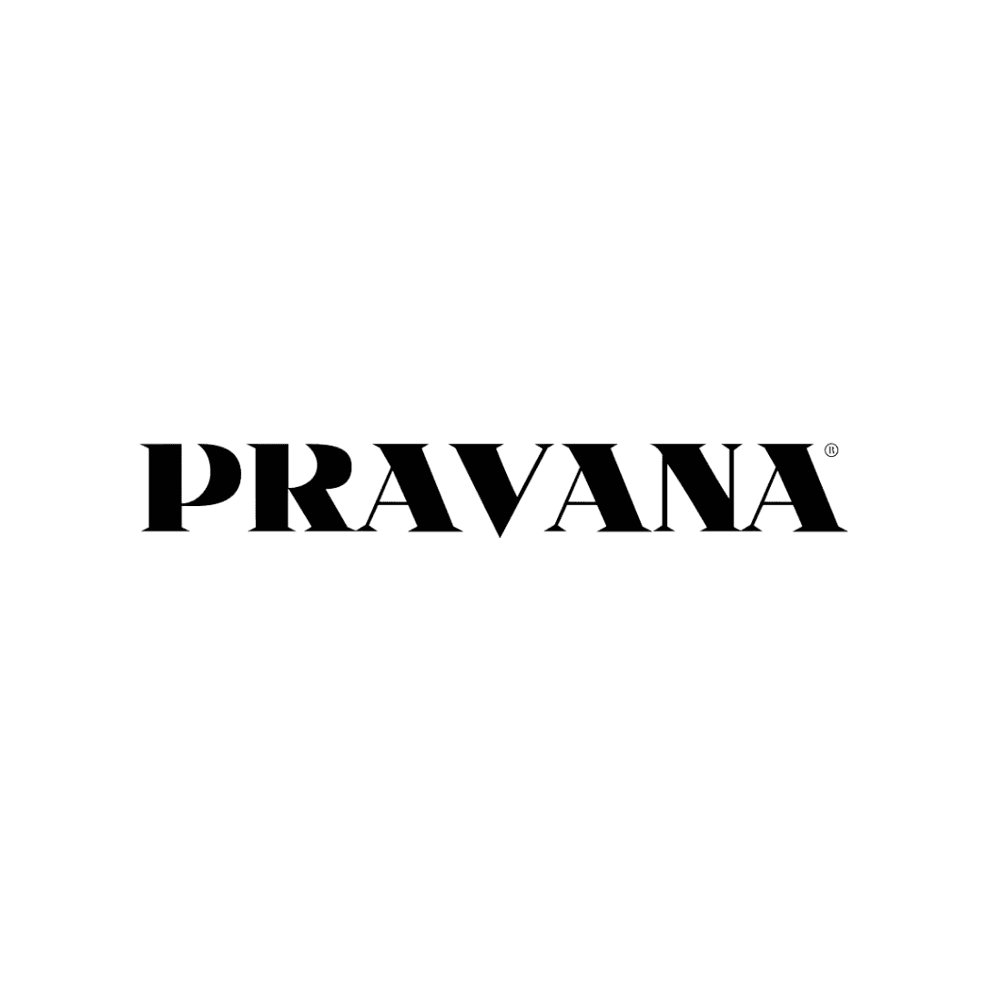 Pravana logo in bold black letters on a white background.